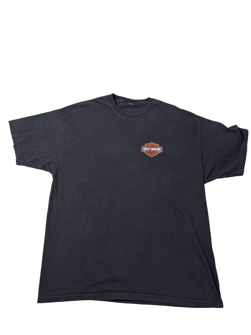 Harley-Davidson Black Tee with Small Orange Shield Logo